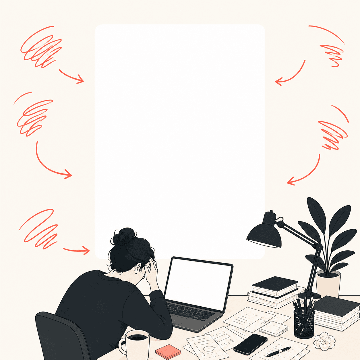 Growing your LinkedIn on your own: a cluttered desk at night